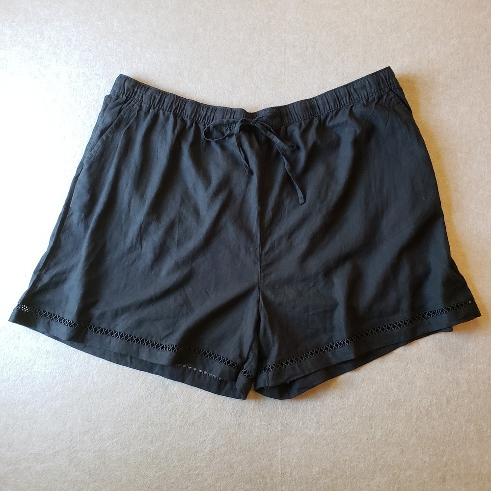 Joie Linen Blend Shorts Sz 3X Embroidered High Waisted Boho Hippie Beachy‎